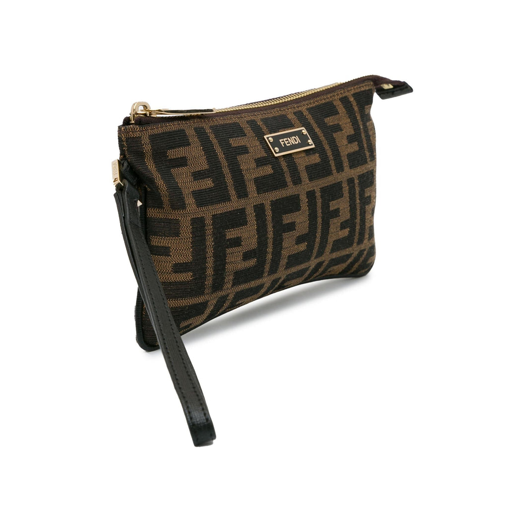 Fendi Zucca Canvas Wristlet Pouch (SHG-tzeTUn)