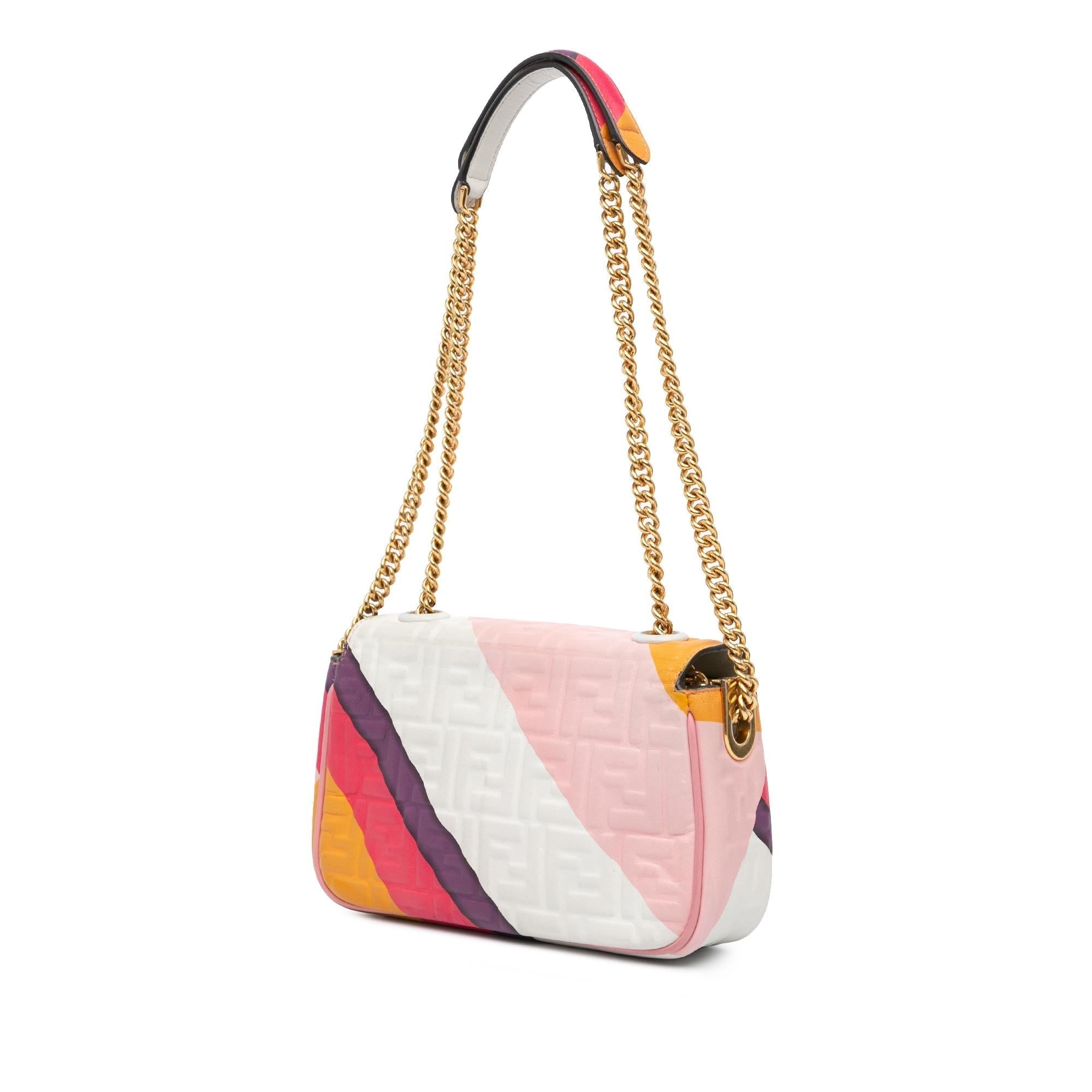 Fendi Zucca Embossed Chain Midi Baguette