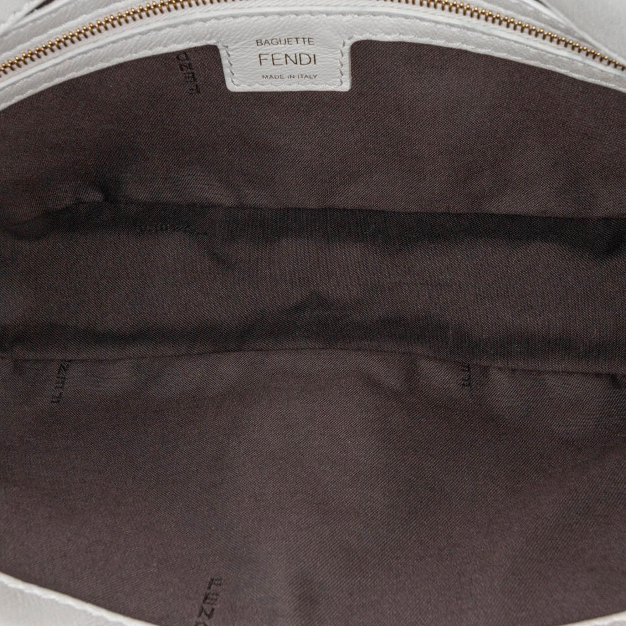 Fendi Zucca Embossed Leather Baguette Satchel (SHG-sozXYL)