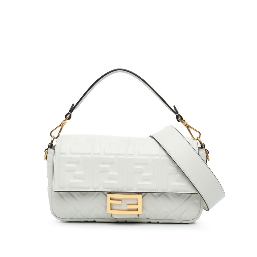 Fendi Zucca Embossed Leather Baguette Satchel (SHG-sozXYL)