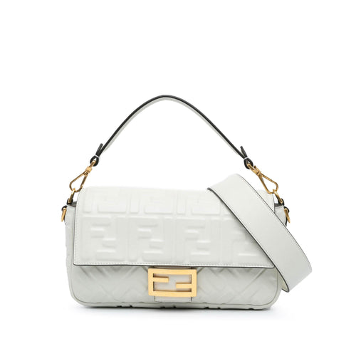 Fendi Zucca Embossed Leather Baguette Satchel (SHG-sozXYL)