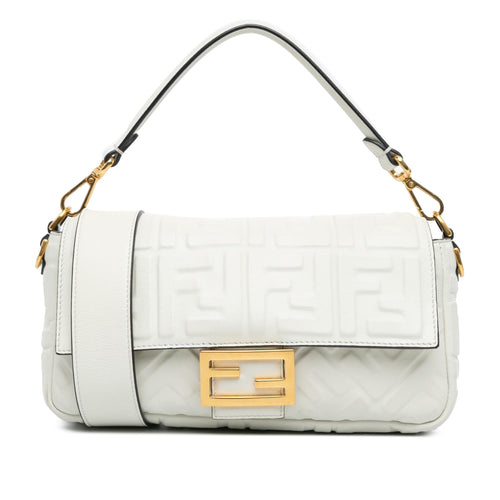 Fendi Zucca Embossed Leather Baguette Satchel (SHG-ex1bOT)
