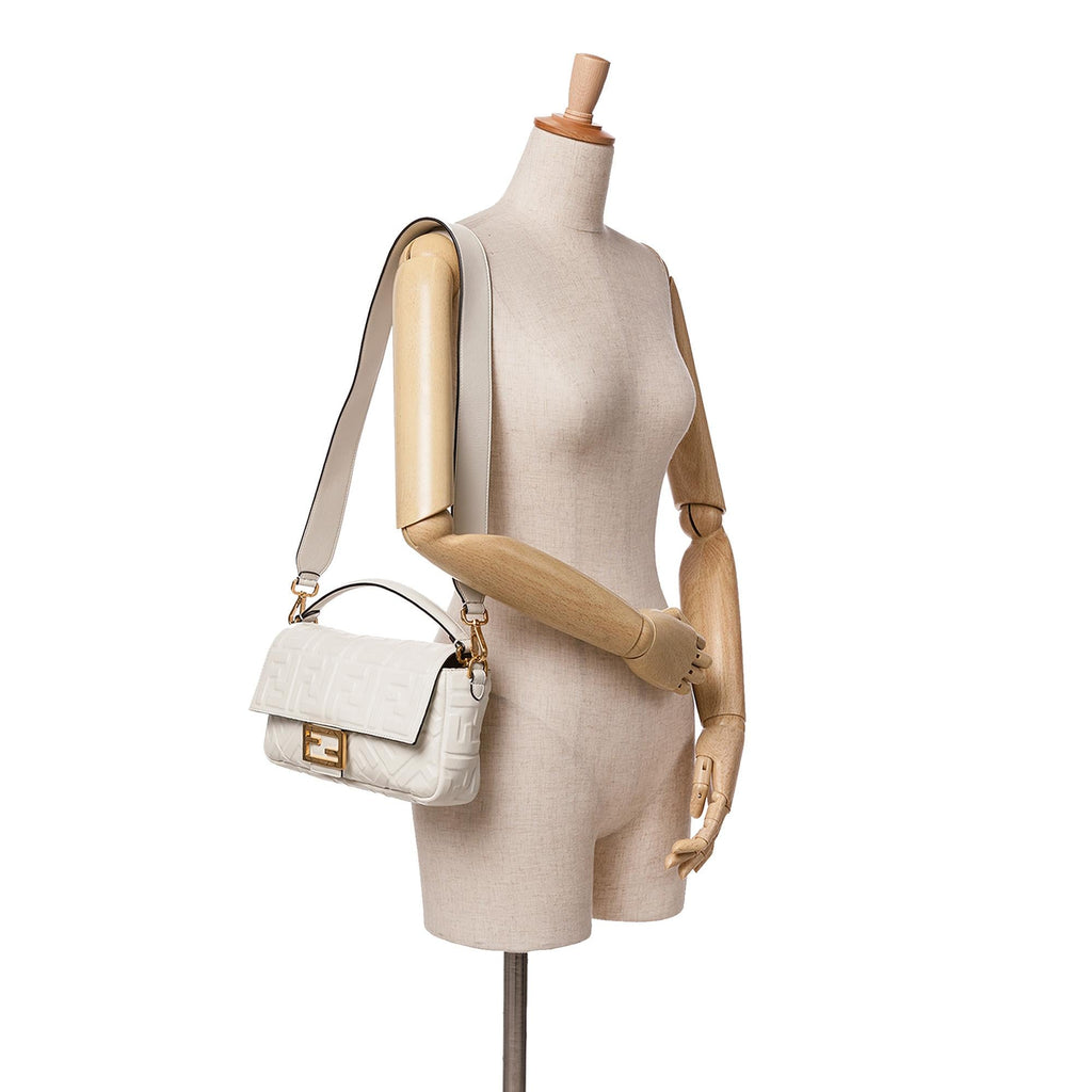 Fendi Zucca Embossed Leather Baguette Satchel (SHG-ex1bOT)