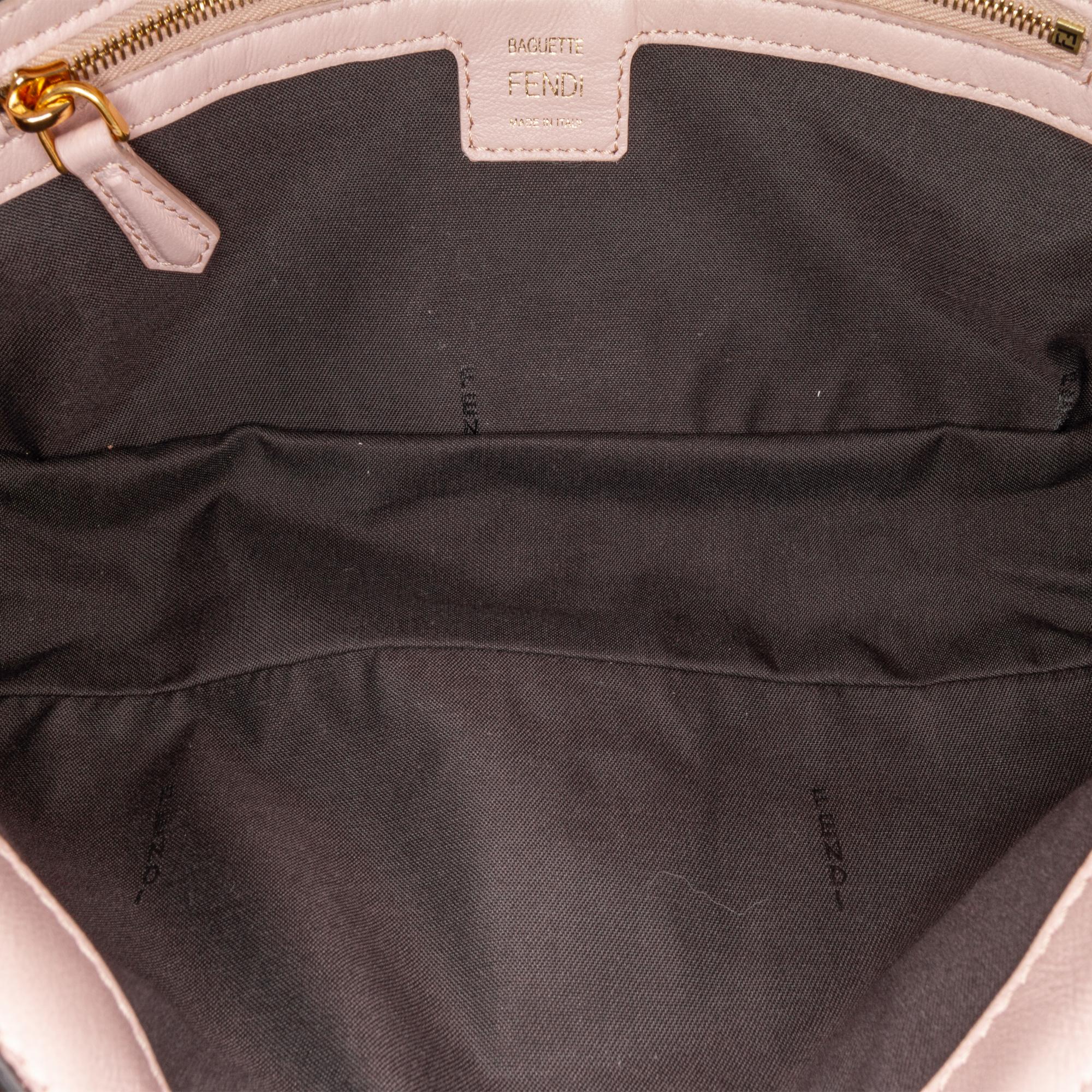 Fendi Zucca Embossed Leather Baguette Satchel