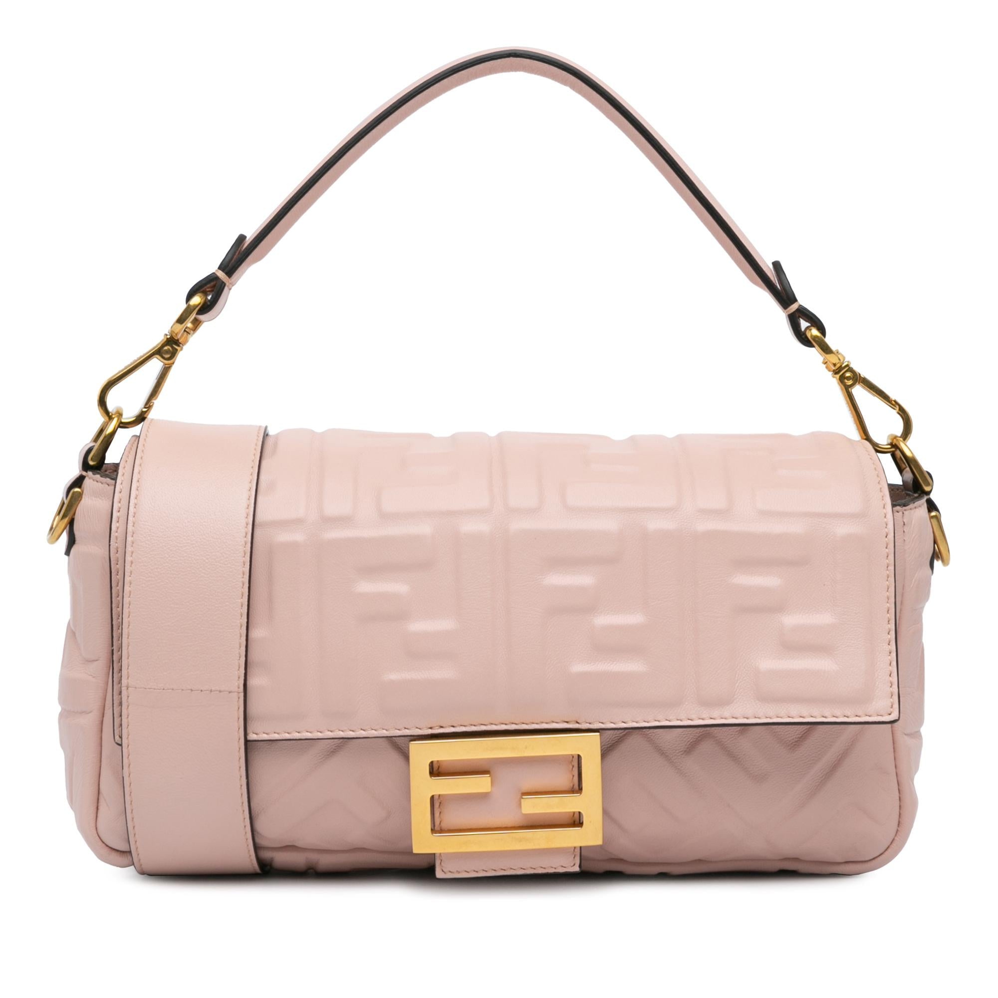Fendi Zucca Embossed Leather Baguette Satchel