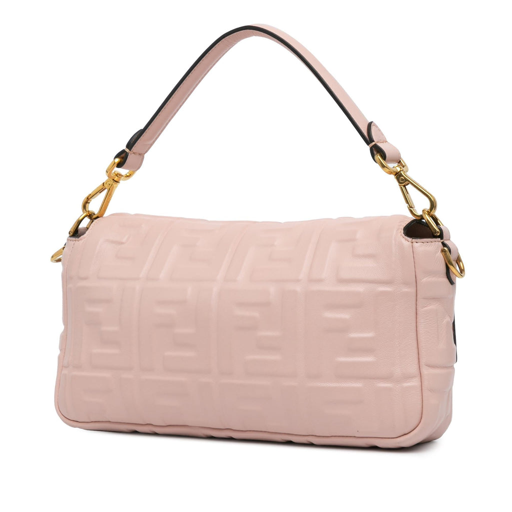 Fendi Zucca Embossed Leather Baguette Satchel