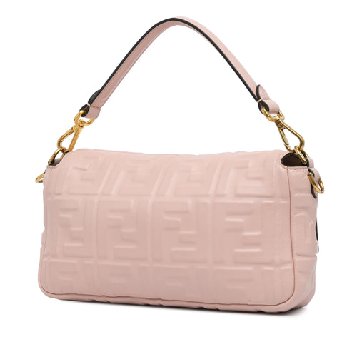 Fendi Zucca Embossed Leather Baguette Satchel