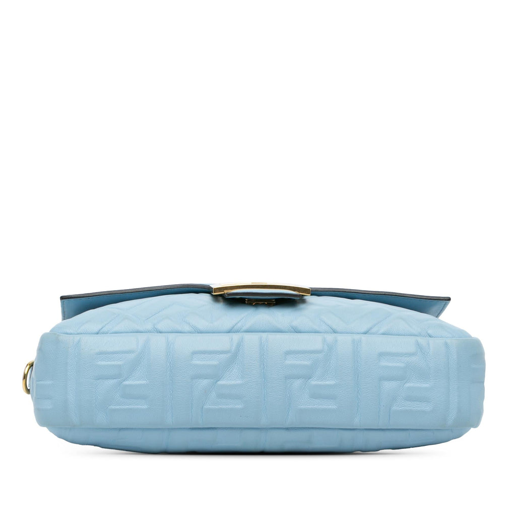 Fendi Zucca Embossed Leather Baguette Satchel
