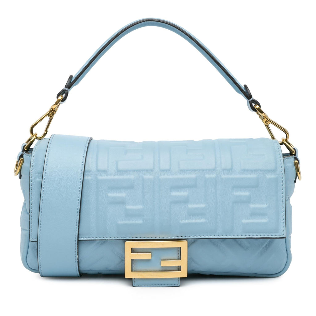 Fendi Zucca Embossed Leather Baguette Satchel