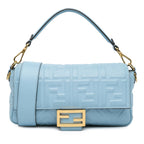 Fendi Zucca Embossed Leather Baguette Satchel