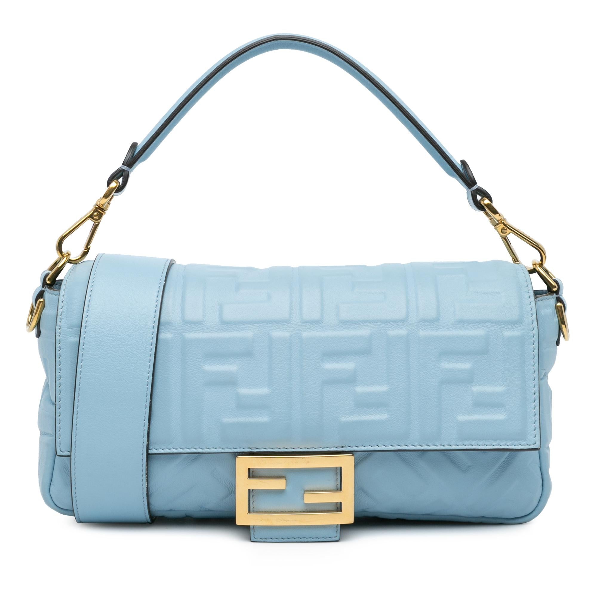 Fendi Zucca Embossed Leather Baguette Satchel