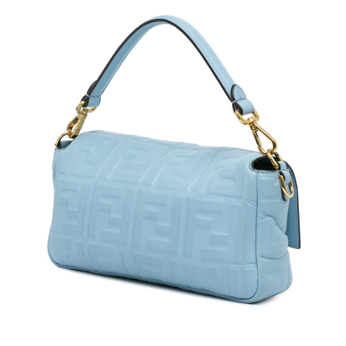 Fendi Zucca Embossed Leather Baguette Satchel