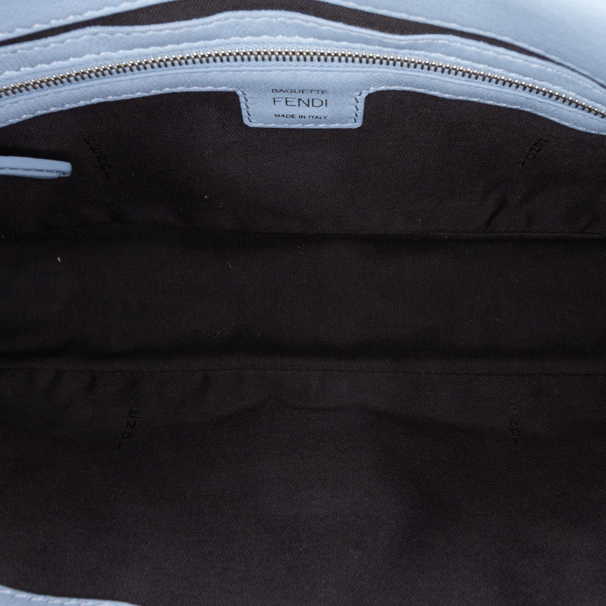 Fendi Zucca Embossed Leather Baguette Satchel