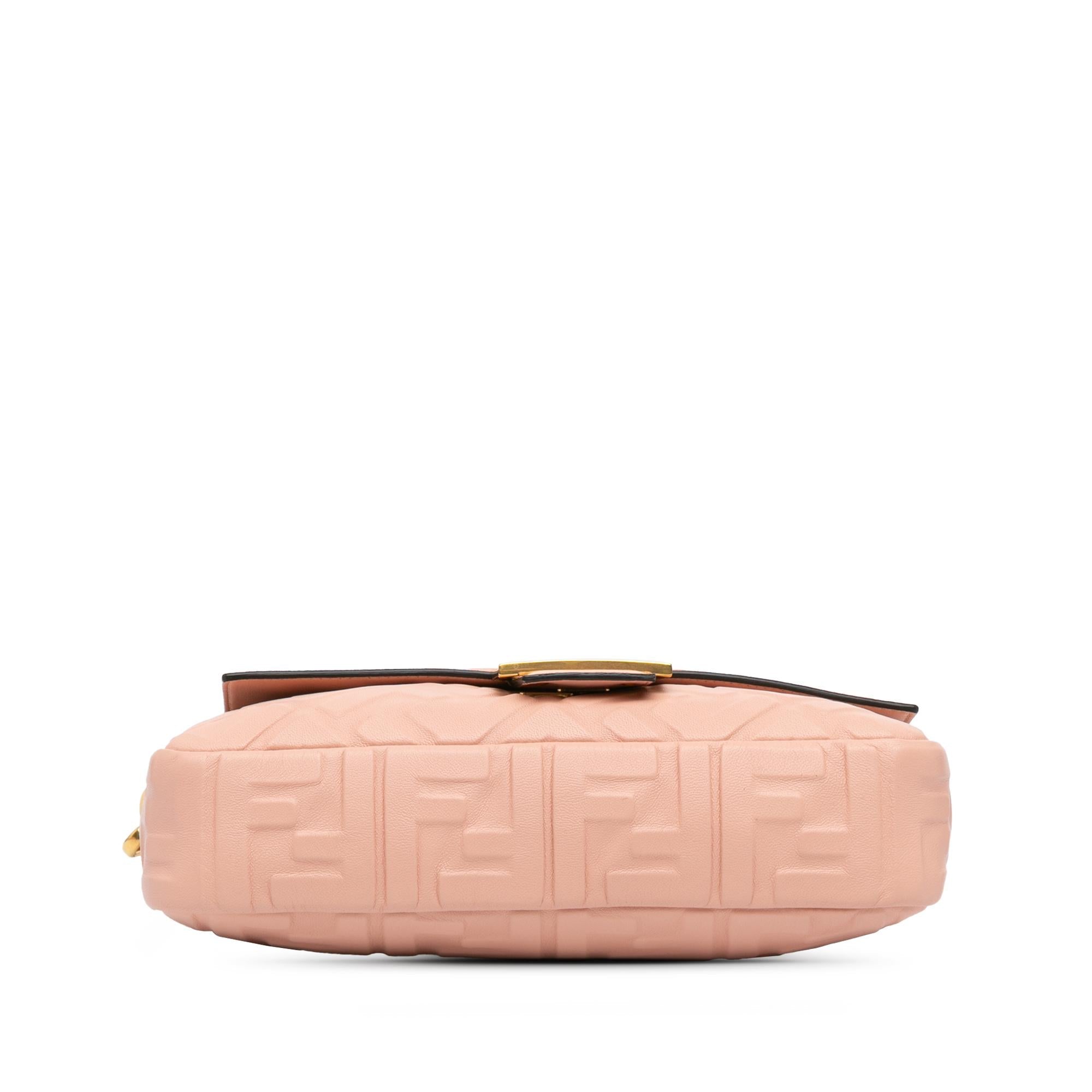 Fendi Zucca Embossed Leather Baguette Satchel