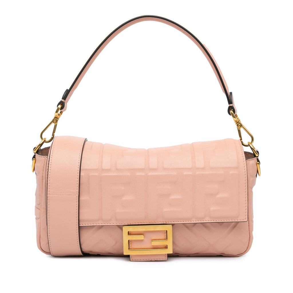 Fendi Zucca Embossed Leather Baguette Satchel