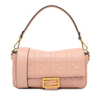Fendi Zucca Embossed Leather Baguette Satchel