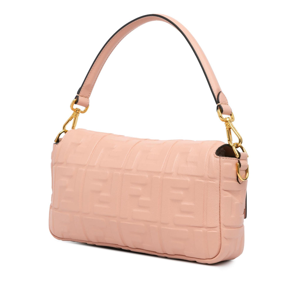 Fendi Zucca Embossed Leather Baguette Satchel