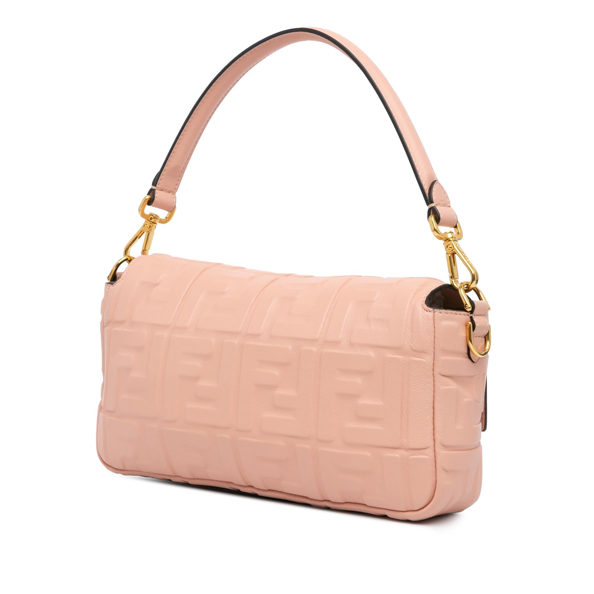 Fendi Zucca Embossed Leather Baguette Satchel