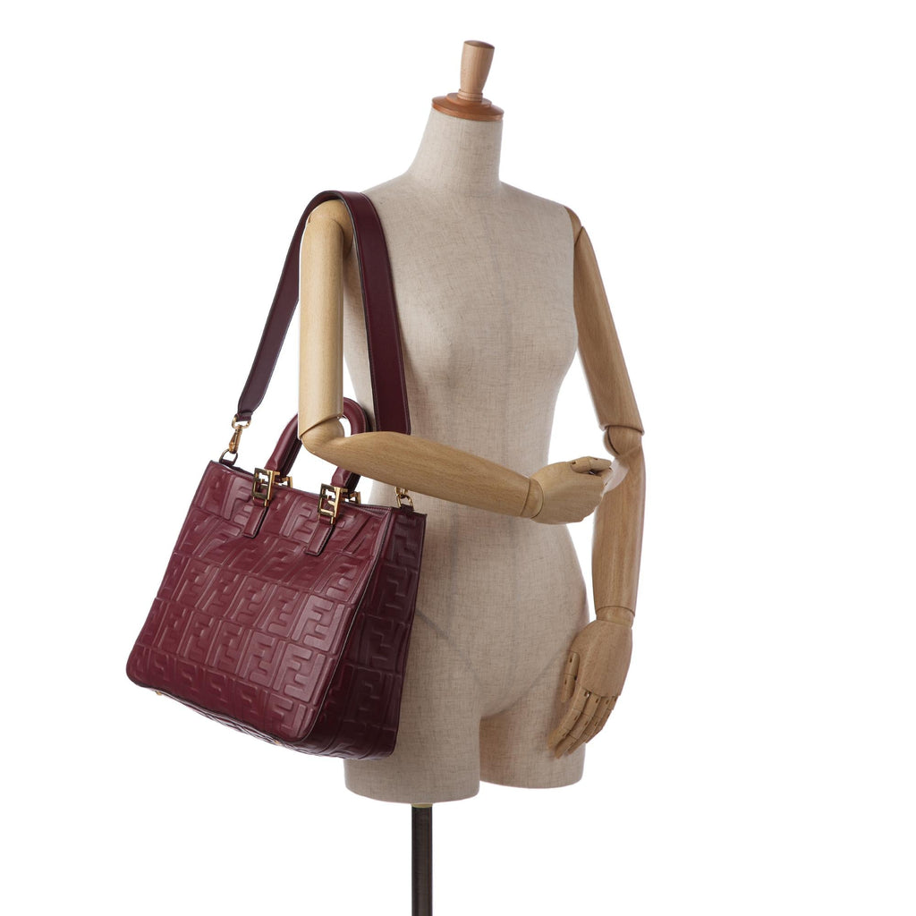 Fendi Zucca Embossed Leather Satchel (SHG-Th9GBp)