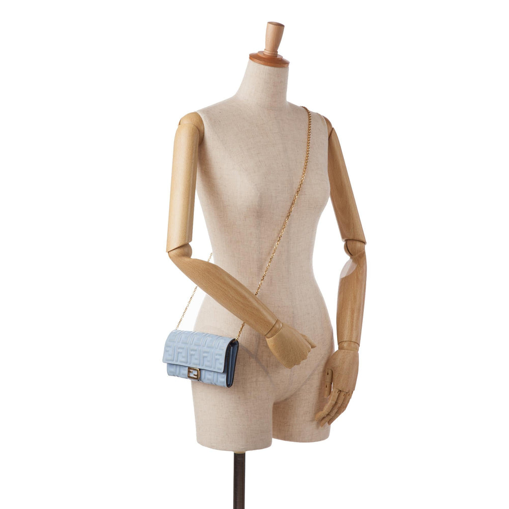 Fendi Zucca Embossed Leather Wallet on Chain (SHG-KieunS)