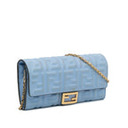 Fendi Zucca Embossed Leather Wallet on Chain (SHG-KieunS)