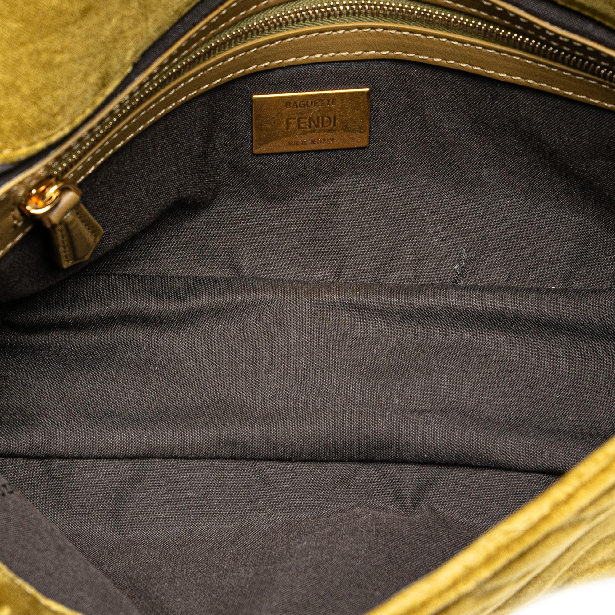 Fendi Zucca Embossed Velvet Baguette Satchel (SHG-TmosbZ)