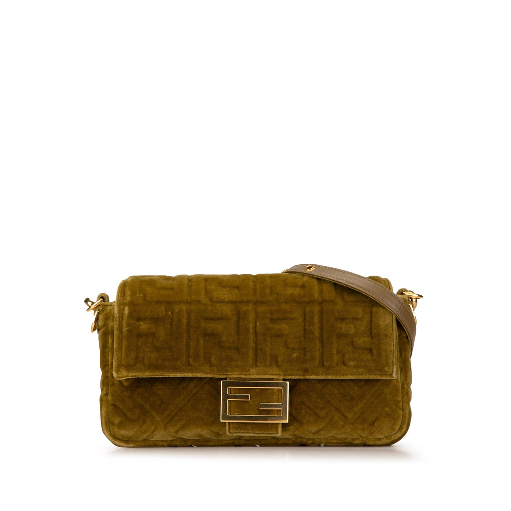 Fendi Zucca Embossed Velvet Baguette Satchel (SHG-TmosbZ)