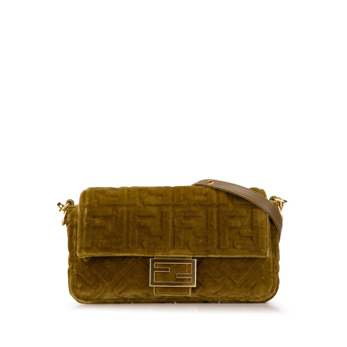 Fendi Zucca Embossed Velvet Baguette Satchel (SHG-TmosbZ)