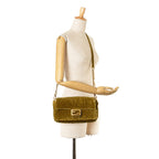 Fendi Zucca Embossed Velvet Baguette Satchel (SHG-TmosbZ)