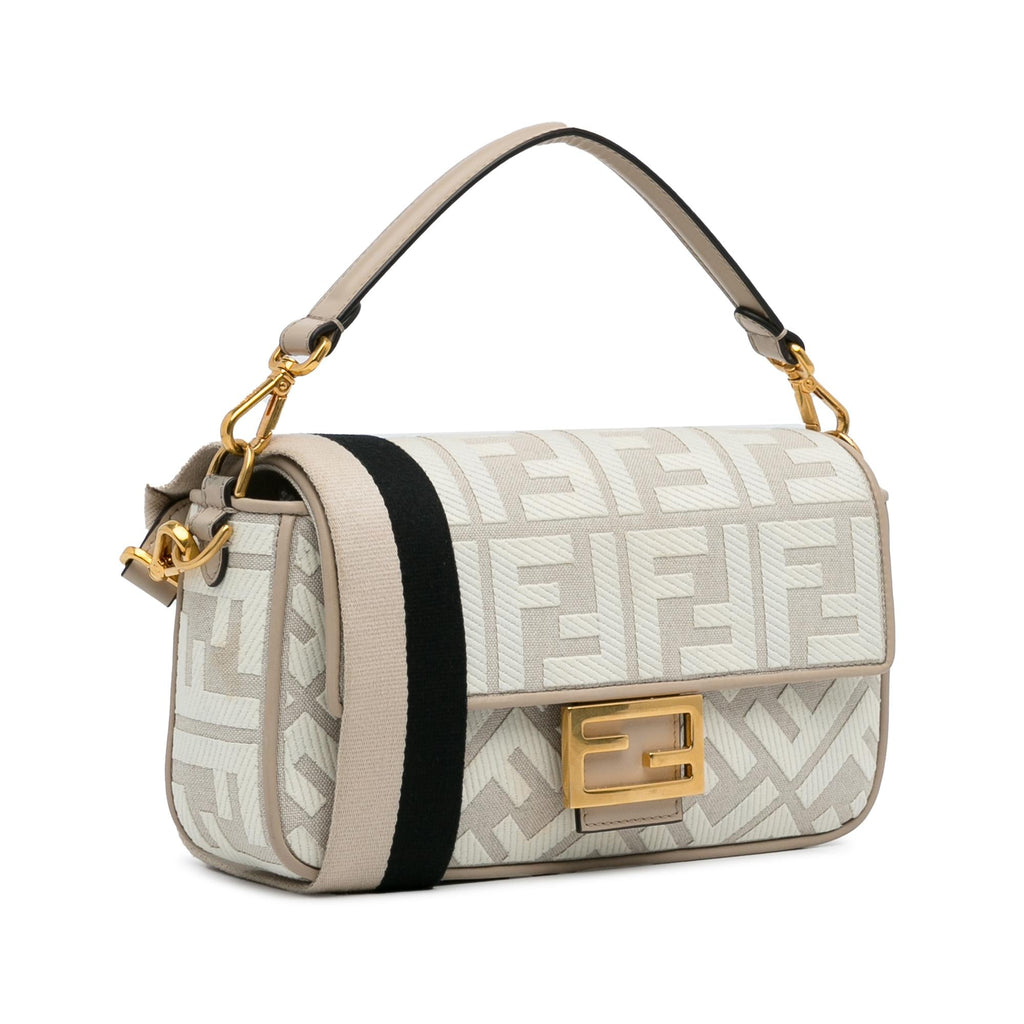 Fendi Zucca Embroidered Baguette Satchel (SHG-8kCI03)