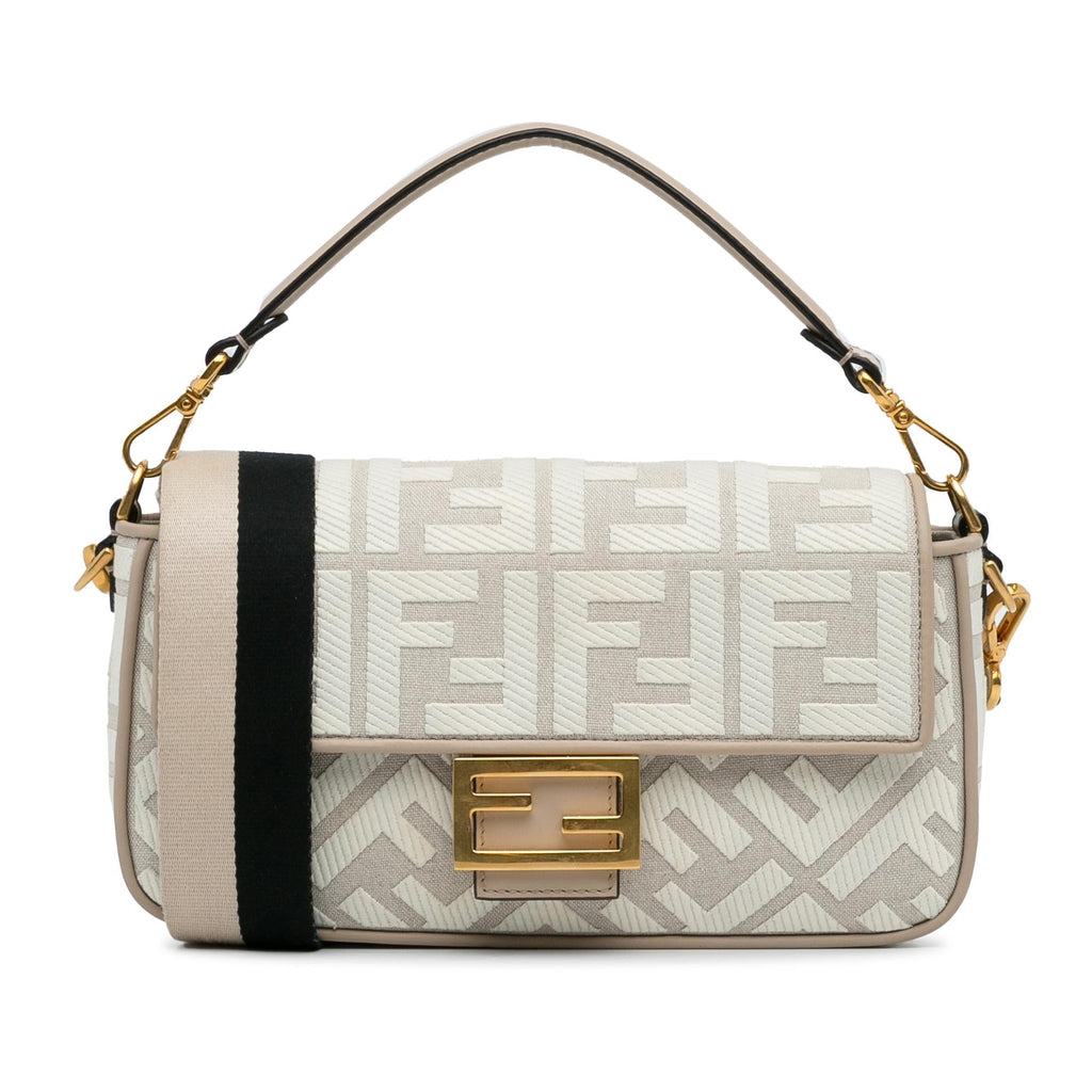 Fendi Zucca Embroidered Baguette Satchel (SHG-8kCI03)