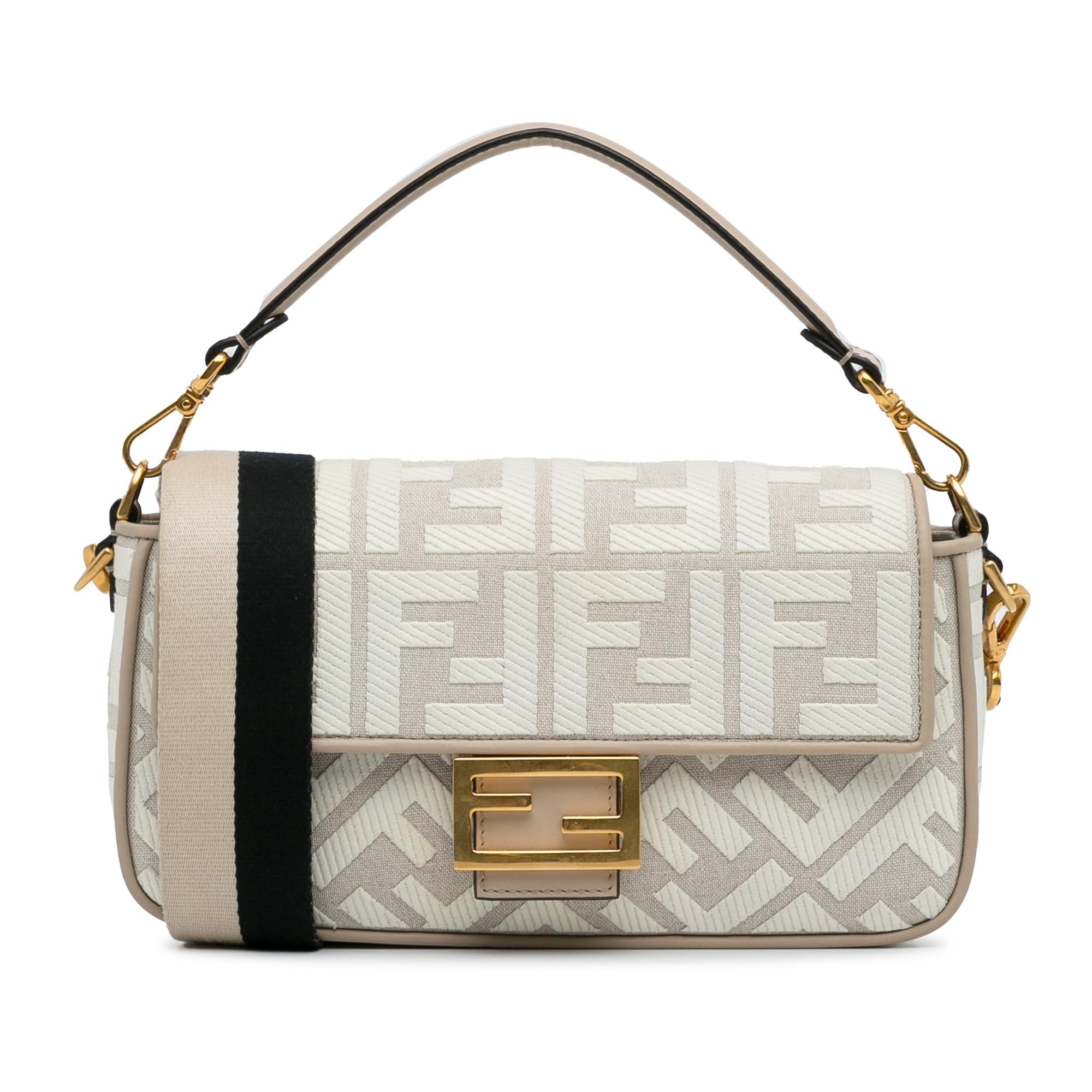 Fendi Zucca Embroidered Baguette Satchel (SHG-8kCI03)