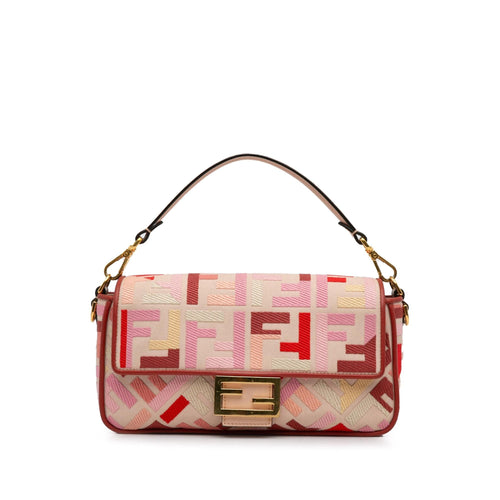 Fendi Zucca Embroidered Baguette Satchel (SHG-WloGCz)
