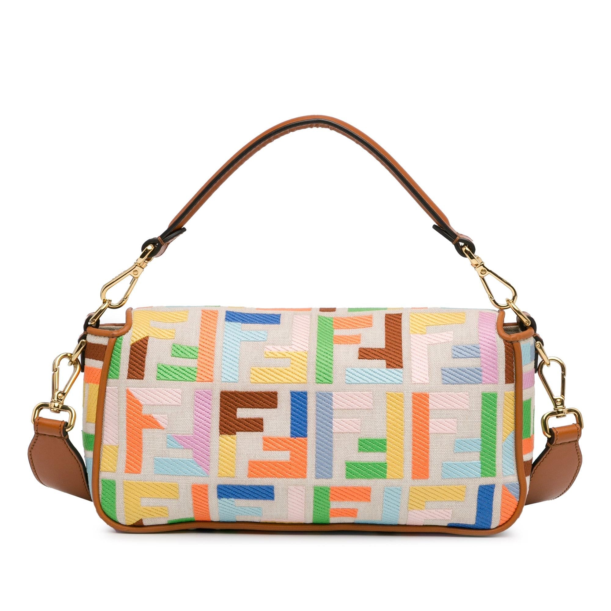 Fendi Zucca Embroidered Canvas Baguette Satchel (SHG-iZ39pU)