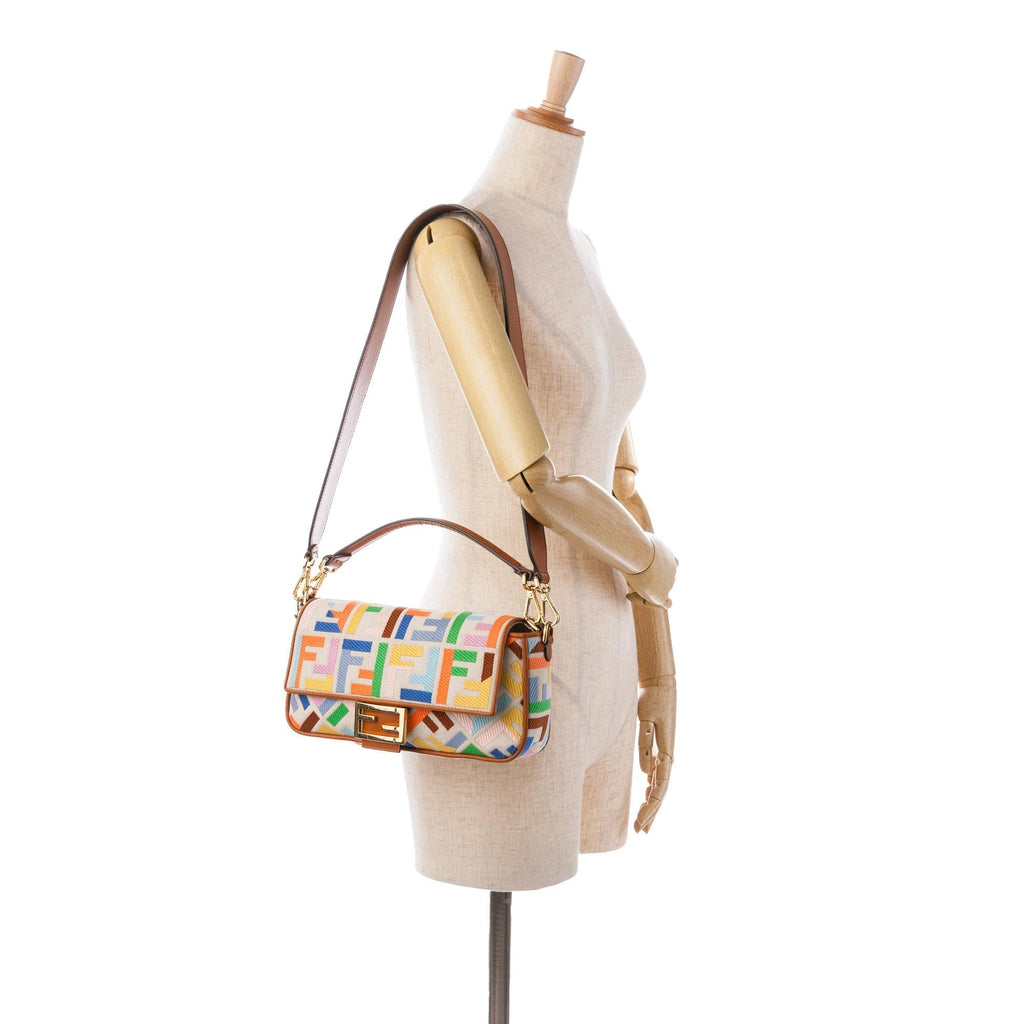 Fendi Zucca Embroidered Canvas Baguette Satchel (SHG-iZ39pU)