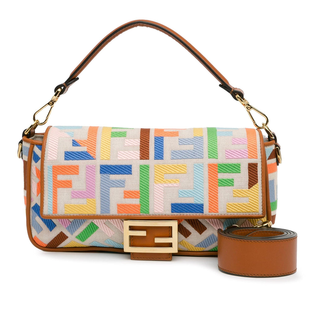Fendi Zucca Embroidered Canvas Baguette Satchel (SHG-iZ39pU)