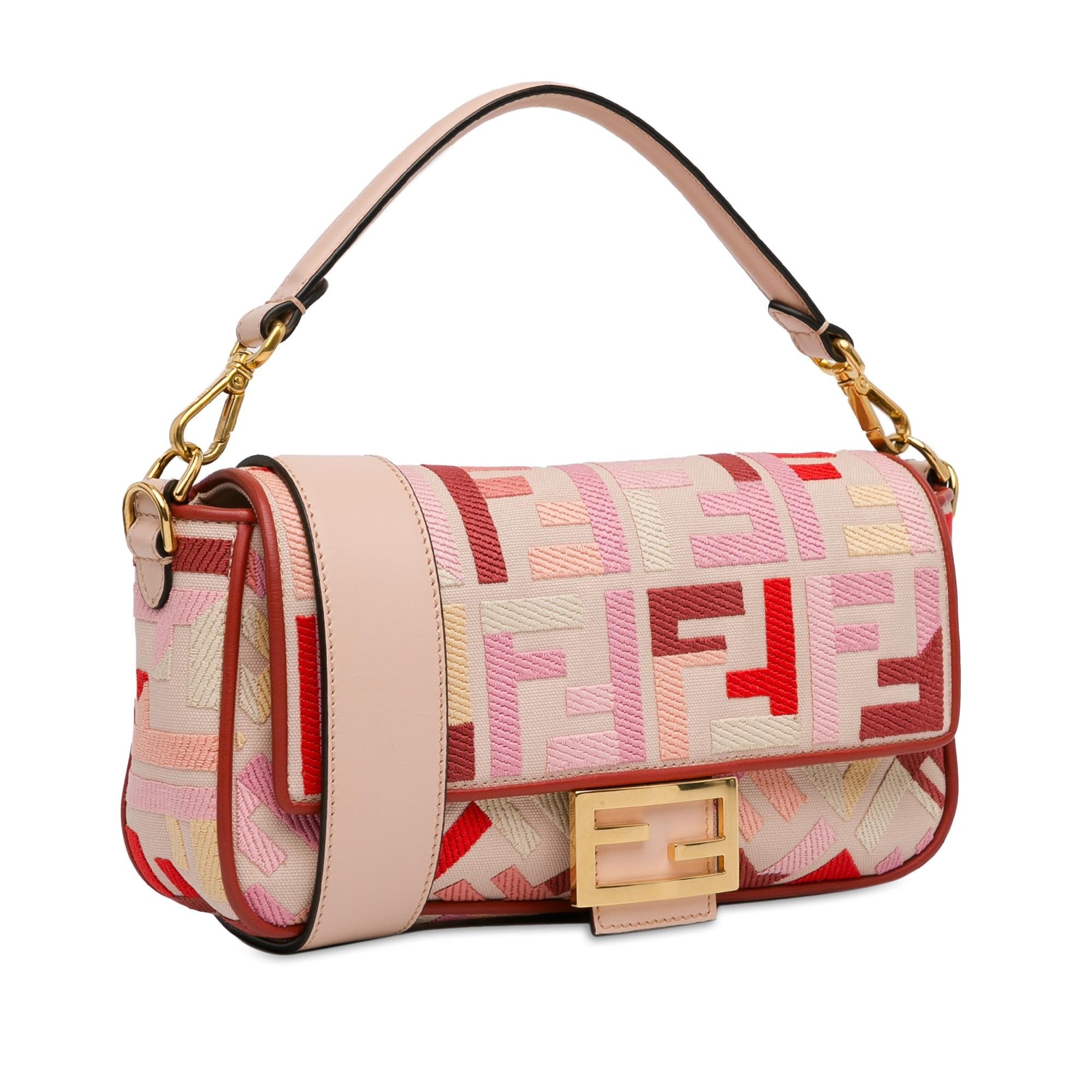 Fendi Zucca Embroidered Canvas Baguette Satchel (SHG-Rvfwx2)