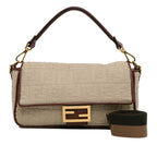 Fendi Zucca Embroidered Canvas Baguette Satchel (SHG-EhV62g)