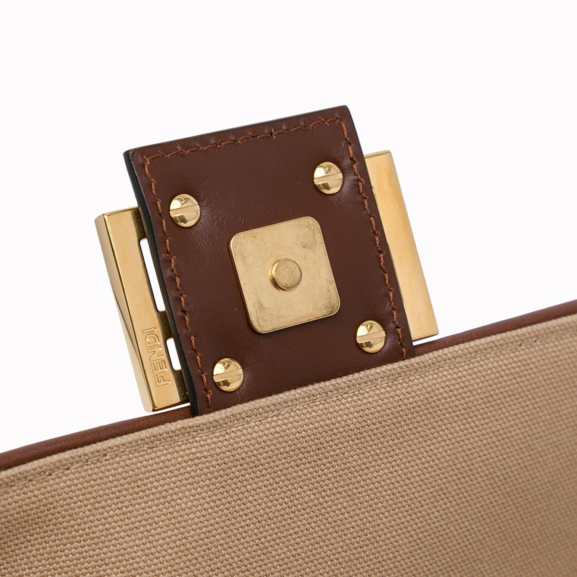 Fendi Zucca Embroidered Canvas Baguette Satchel (SHG-62z4Da)