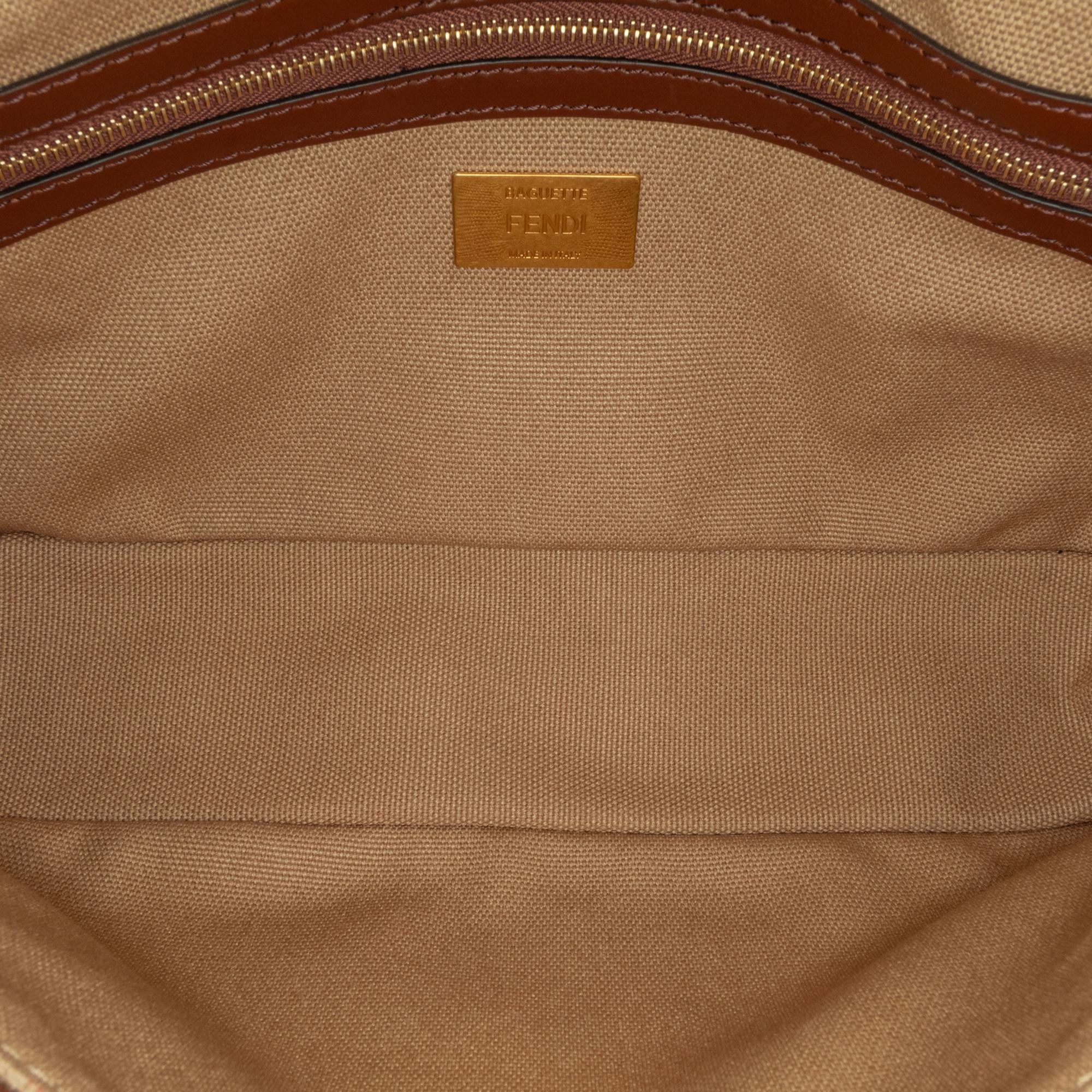 Fendi Zucca Embroidered Canvas Baguette Satchel (SHG-62z4Da)