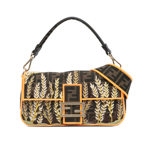 Fendi Zucca Embroidered Canvas Baguette Satchel (SHG-EXLjwd)