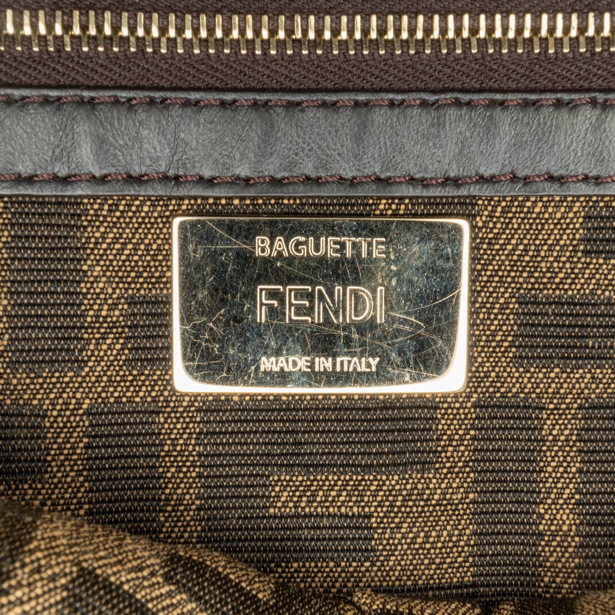 Fendi Zucca Embroidered Canvas Baguette Satchel (SHG-EXLjwd)