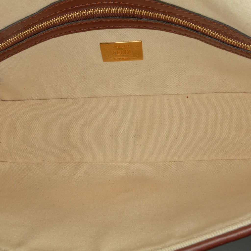 Fendi Zucca Embroidered Canvas Baguette Satchel (SHG-CbXmDx)