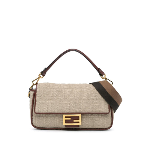 Fendi Zucca Embroidered Canvas Baguette Satchel (SHG-CbXmDx)