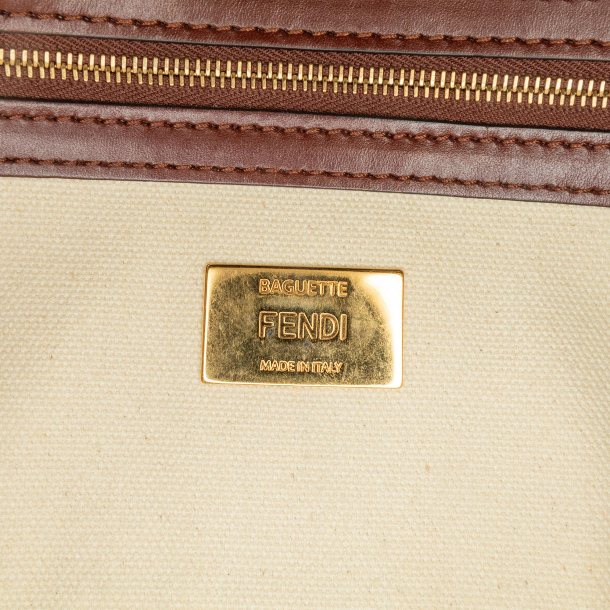 Fendi Zucca Embroidered Canvas Baguette Satchel (SHG-CbXmDx)