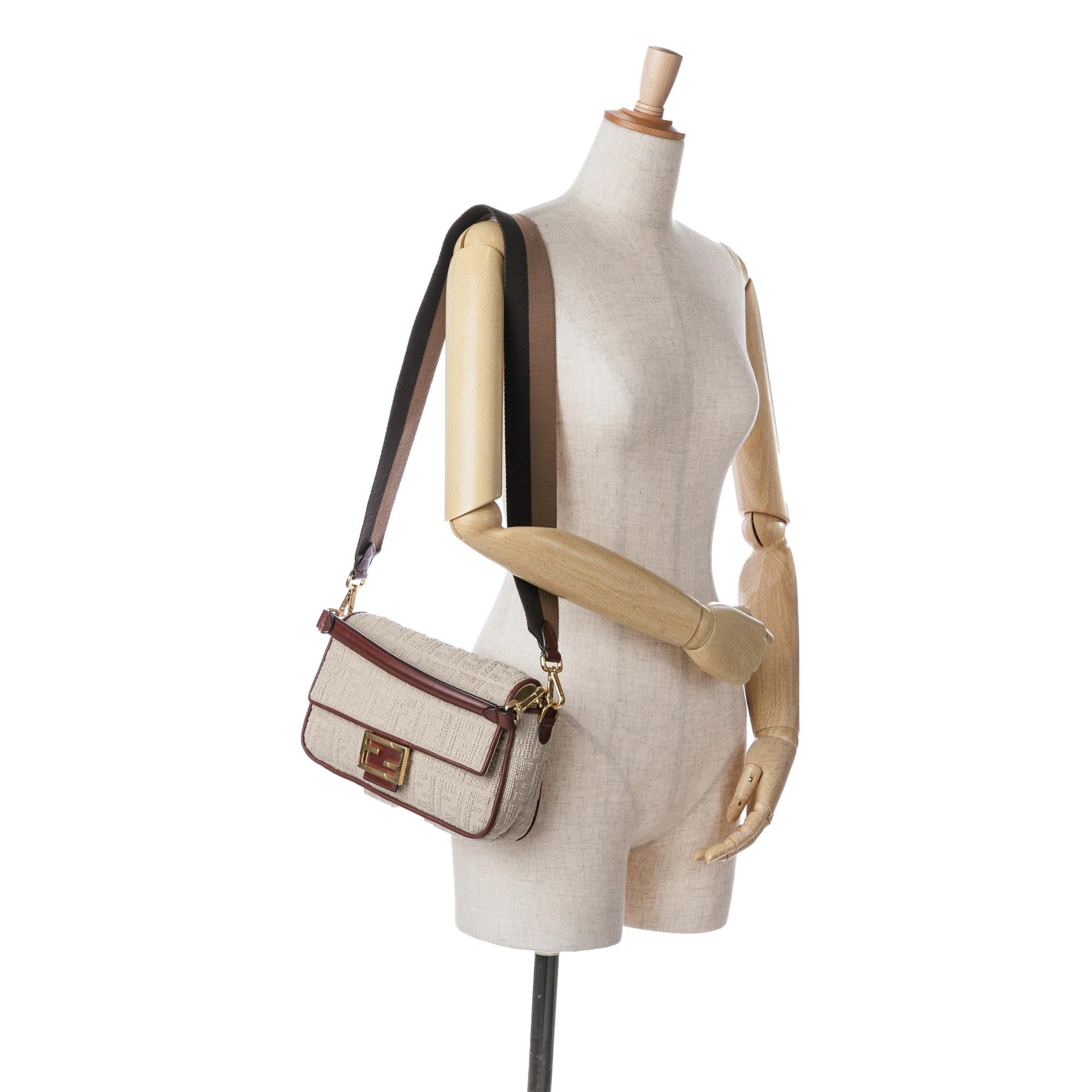 Fendi Zucca Embroidered Canvas Baguette Satchel (SHG-CbXmDx)