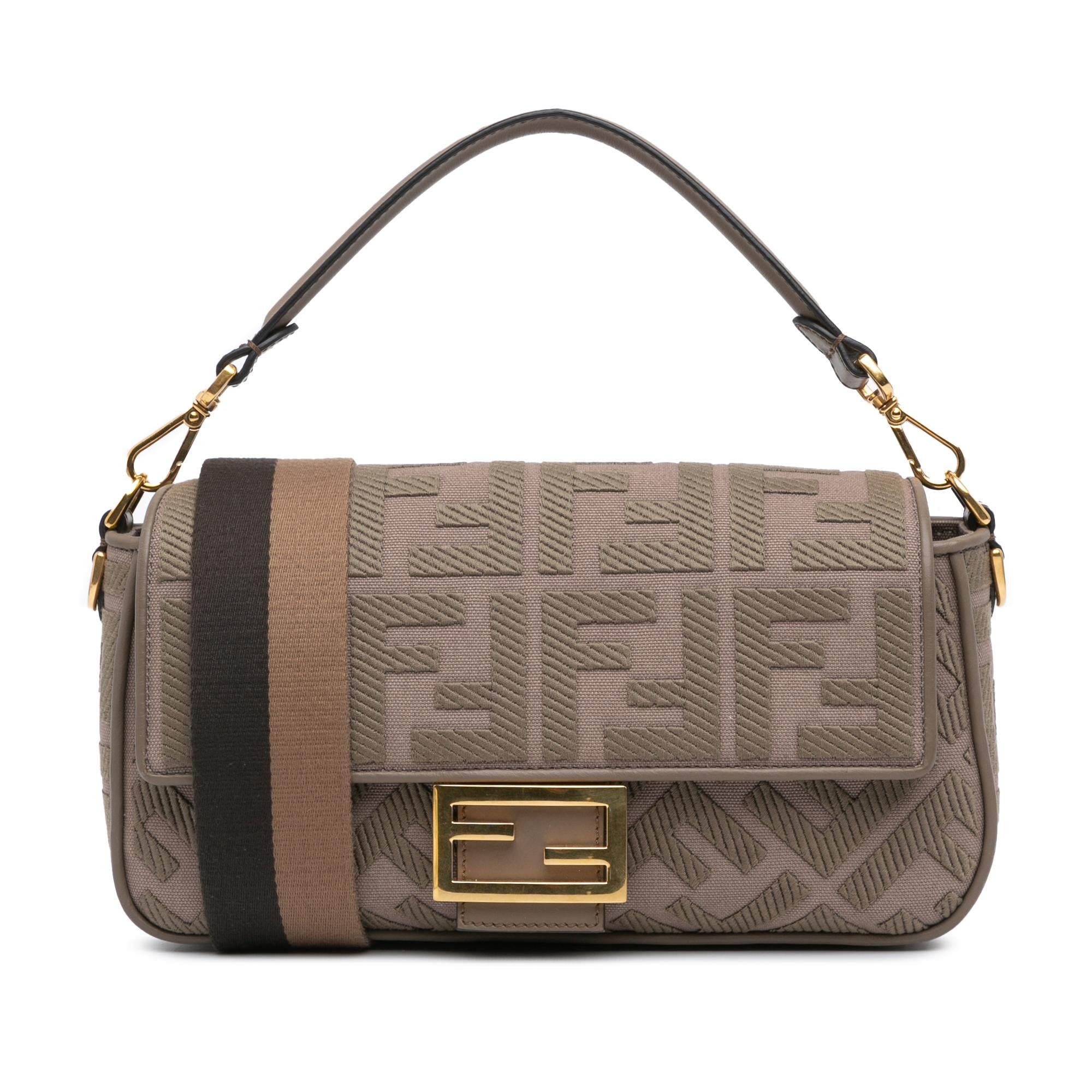 Fendi Zucca Embroidered Canvas Baguette Satchel (SHG-iv4LJh)