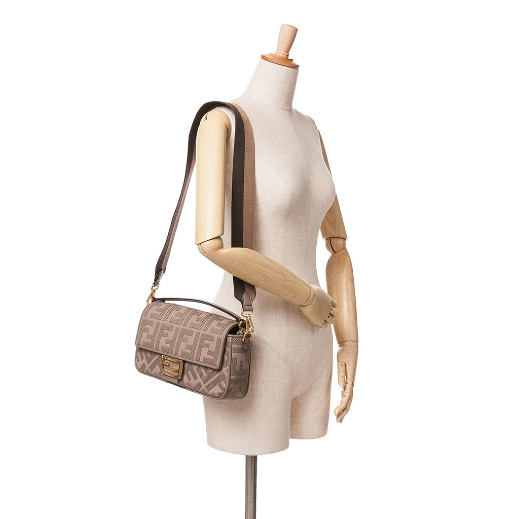 Fendi Zucca Embroidered Canvas Baguette Satchel (SHG-iv4LJh)