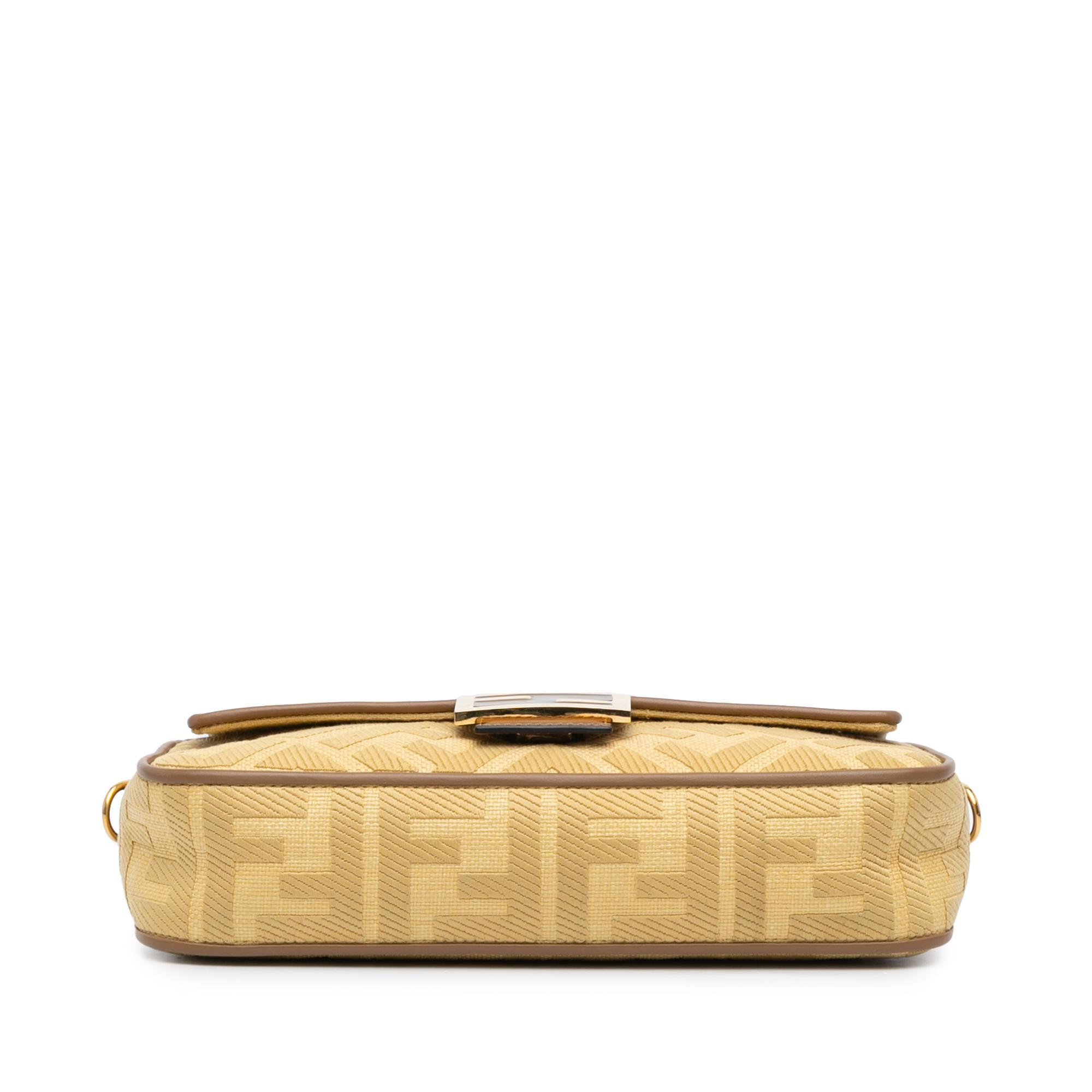 Fendi Zucca Embroidered Canvas Baguette Satchel