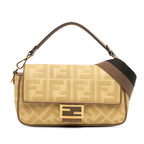 Fendi Zucca Embroidered Canvas Baguette Satchel